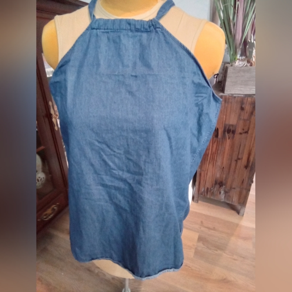 Sleeveless Denim Top Plus Size 2X